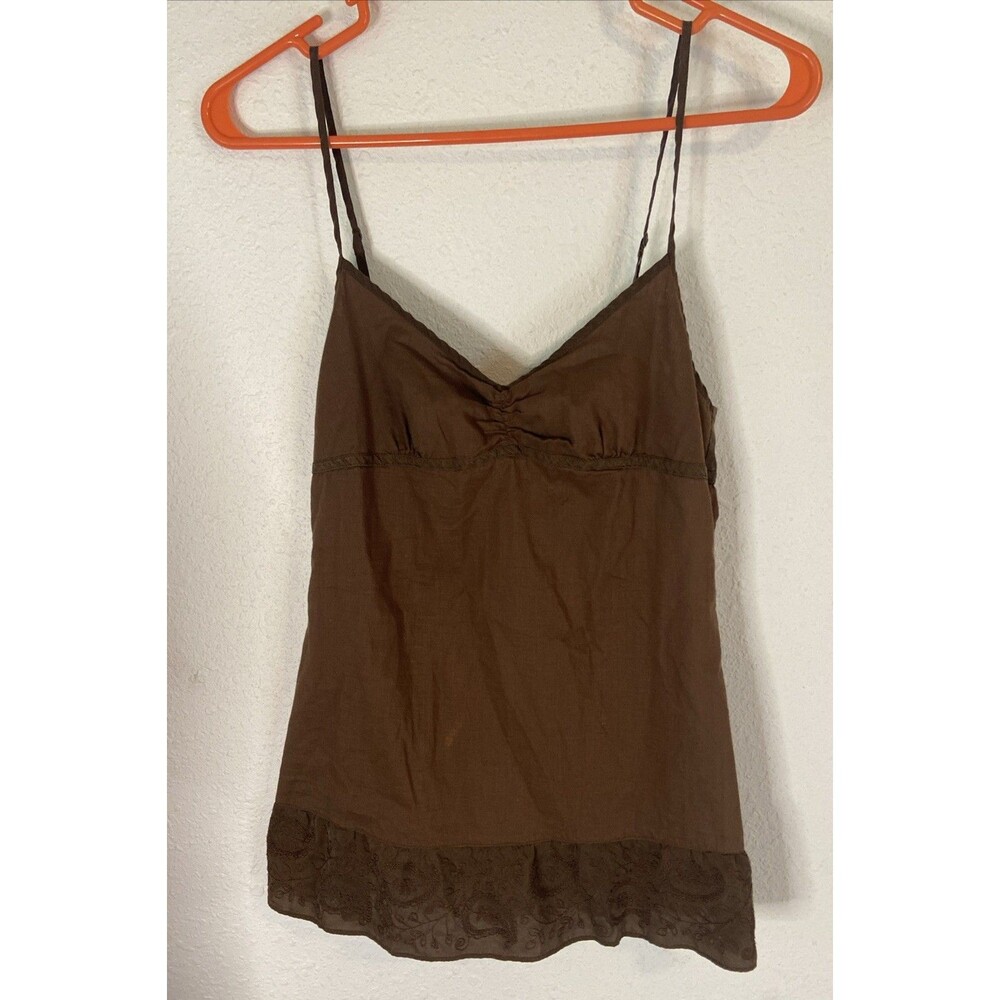 Y2K Hollister Brown Babydoll Tie Back Tank Top | Women’s Sz Sm Adjustable Strap
